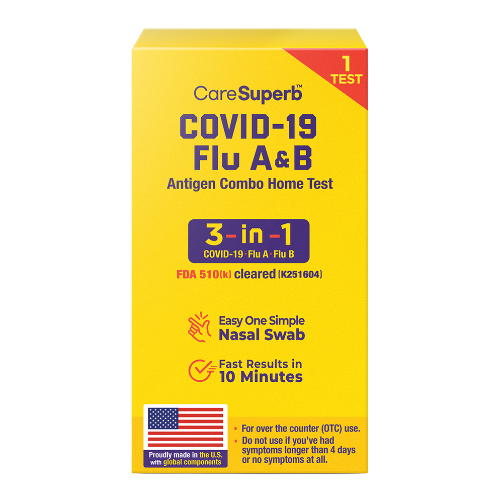 CareSuperb™ COVID-19 / Flu A&B Antigen Combo Home Test - 1 Test/kit