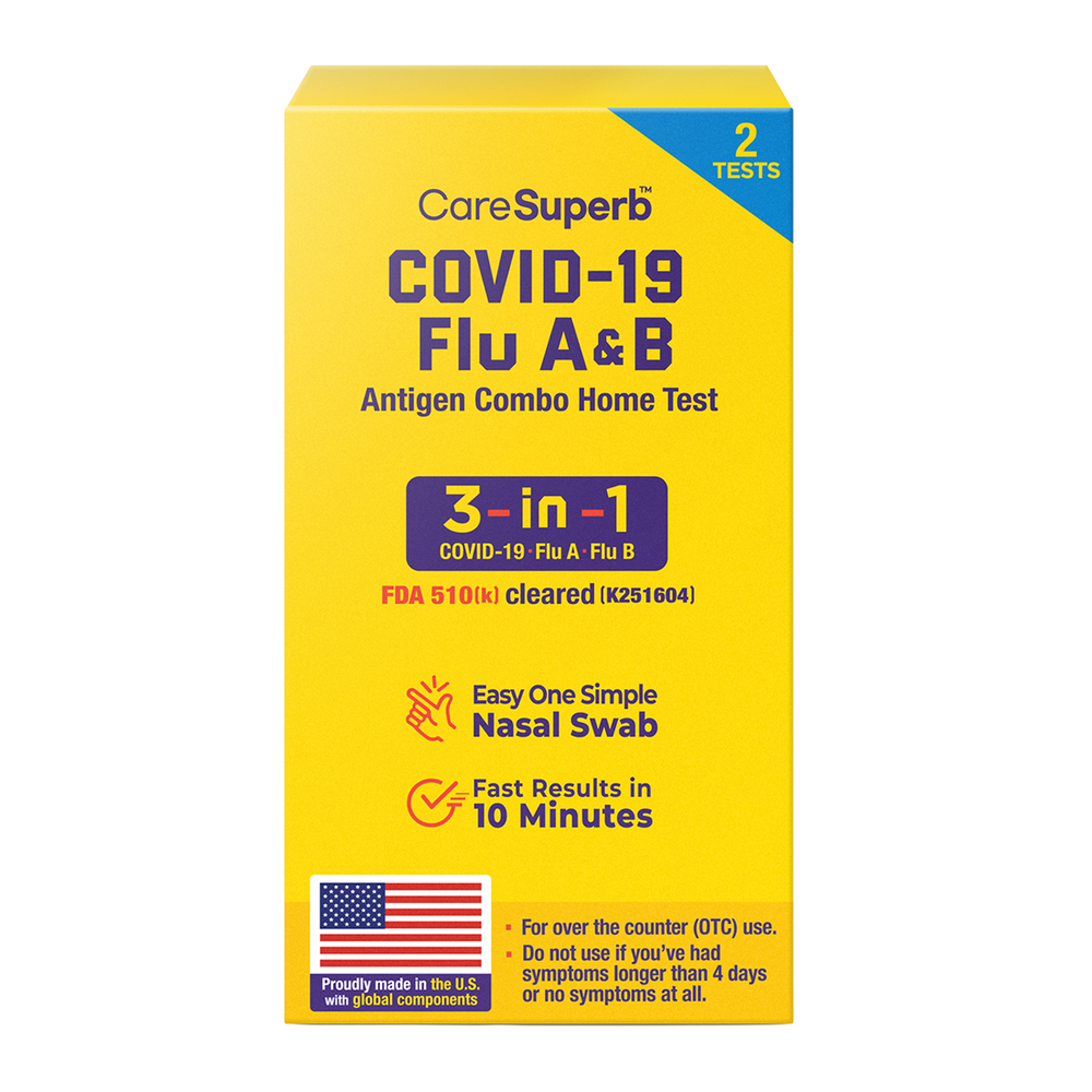 CareSuperb™ COVID-19 / Flu A&B Antigen Combo Home Test - 2 Tests/kit