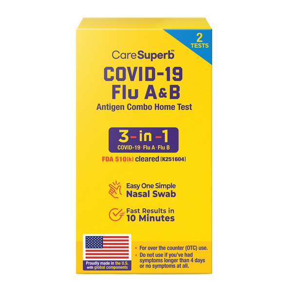 CareSuperb™ COVID-19 / Flu A&B Antigen Combo Home Test - 2 Tests/kit