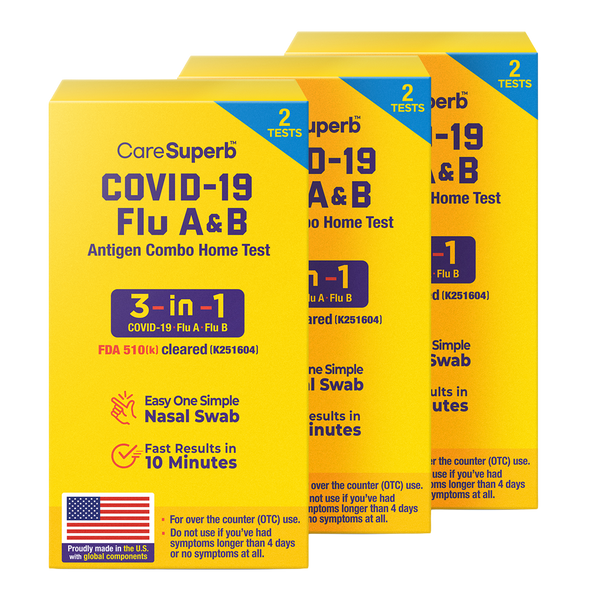 CareSuperb™ COVID-19 / Flu A&B Antigen Combo Home Test - 2 Tests/kit